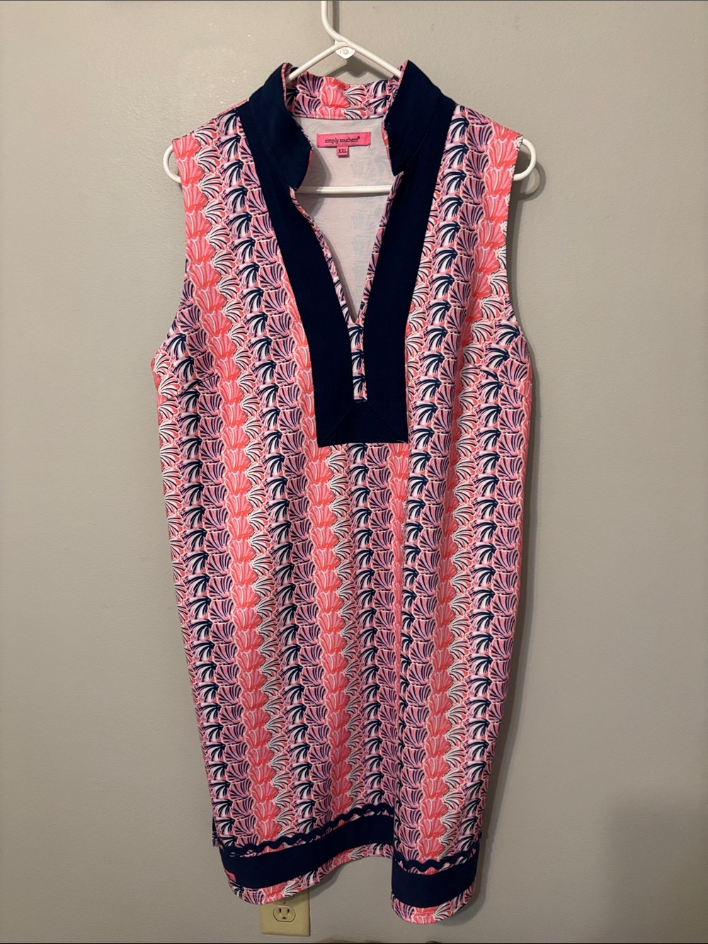 Simply Southern Pink and Navy Sleeveless V-Neck Swim Coverup